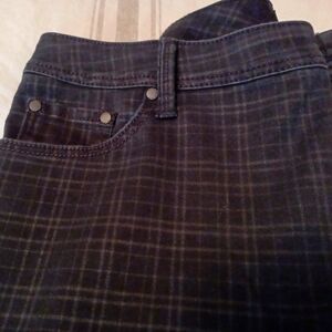 Plaid Straight Leg Denim Pants